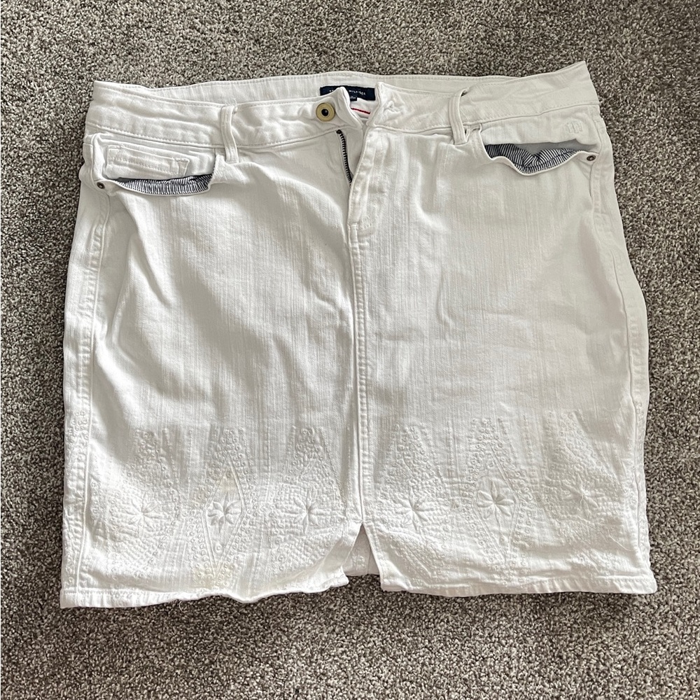 White Denim Mini Skirt